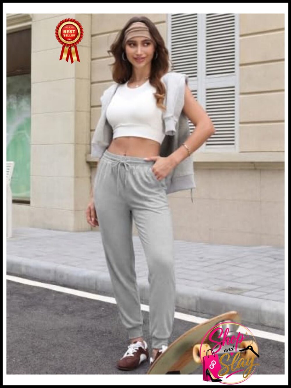 Women's 4 Pack Joggers with Pockets Drawstring High Waist Tapered Sweatpants